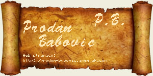 Prodan Babović vizit kartica